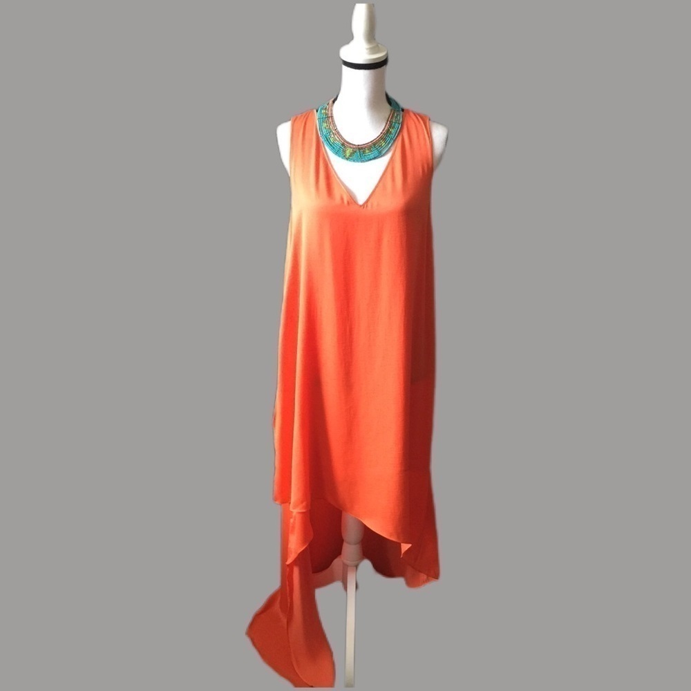 BCBGMaxazria Simple slip hi low hem dress